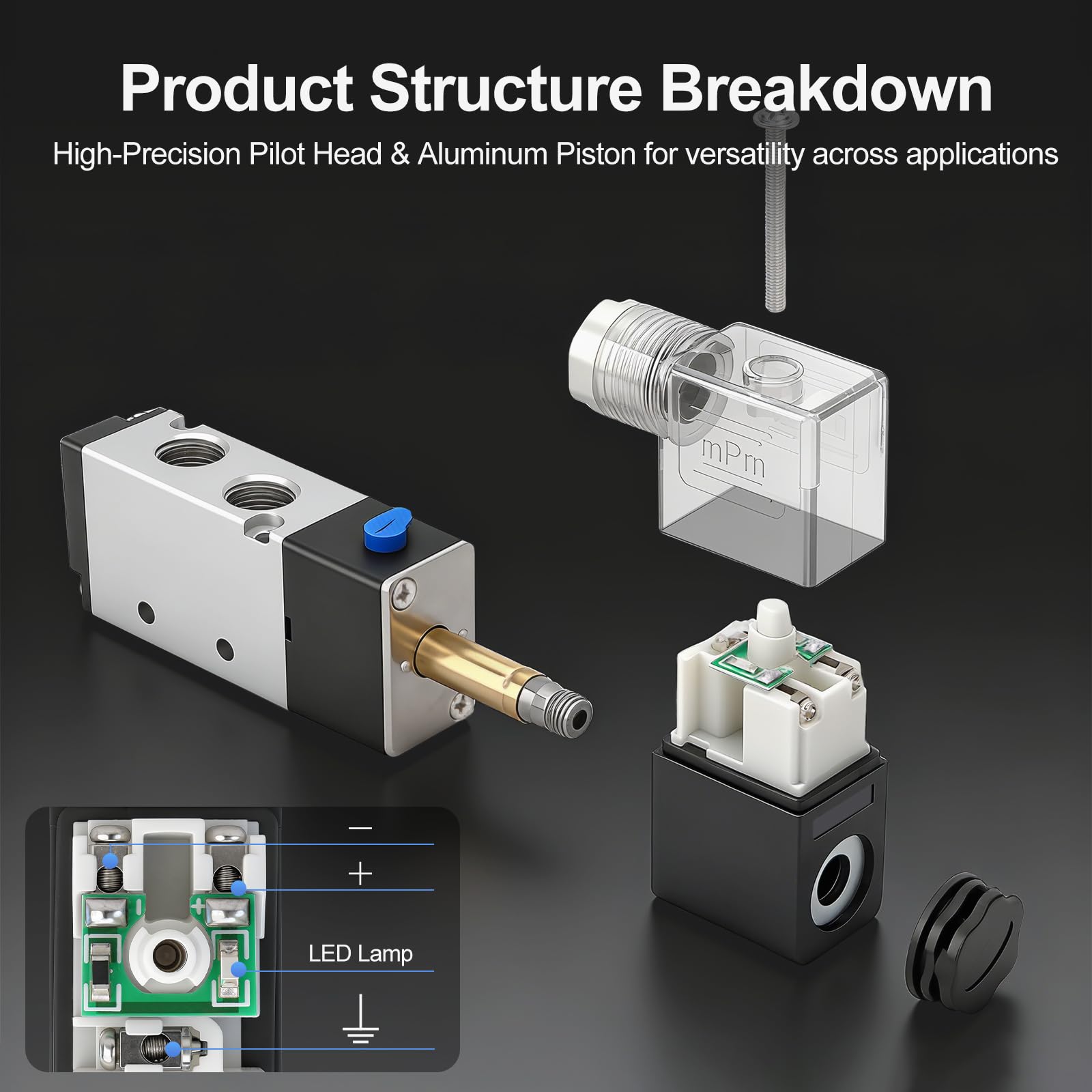 Pneumatic Cylinder Baomain 4V210-08 Solenoid Valve DC 24V, 2