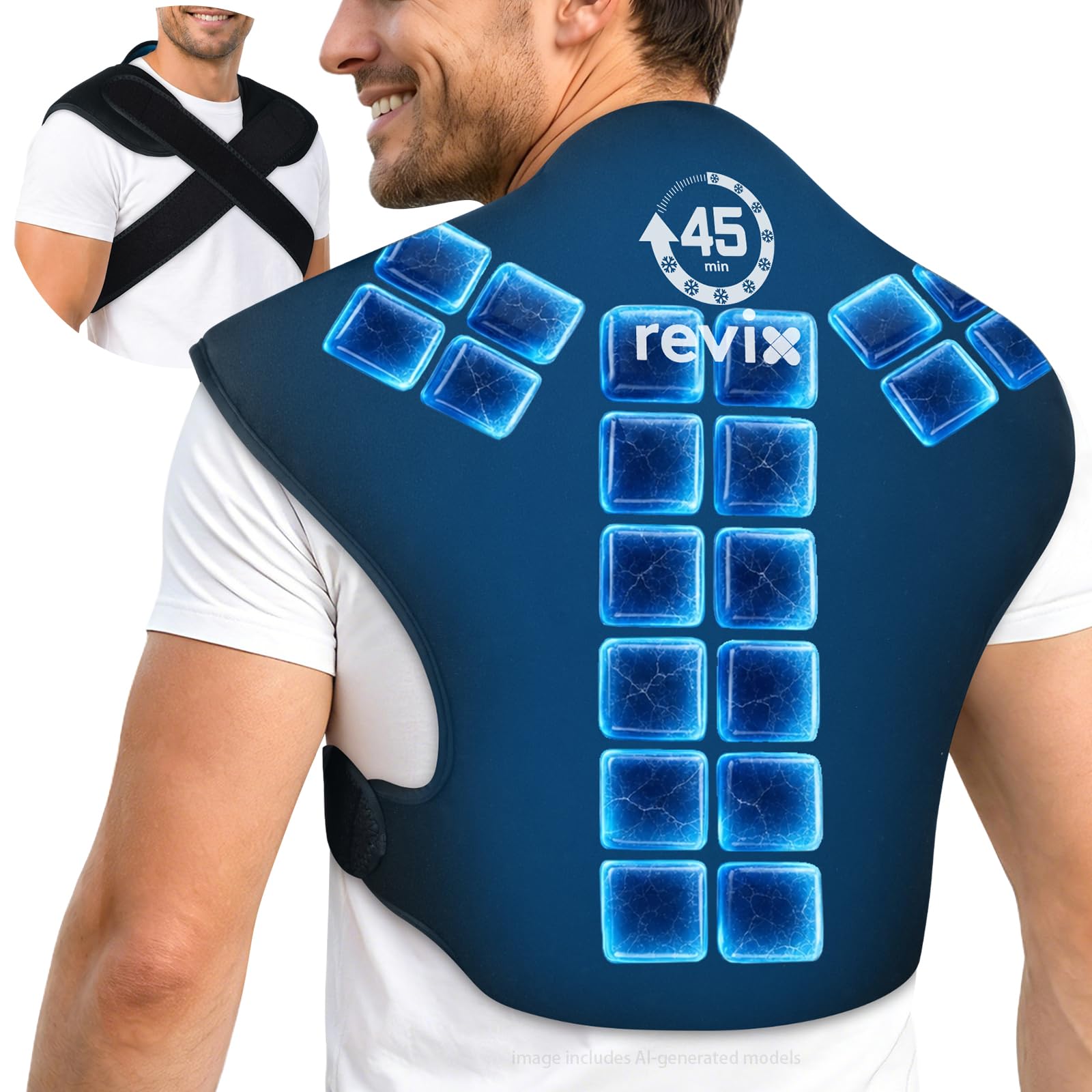 REVIX Bolsa de hielo grande para espalda y hombros, paquete frío de 45