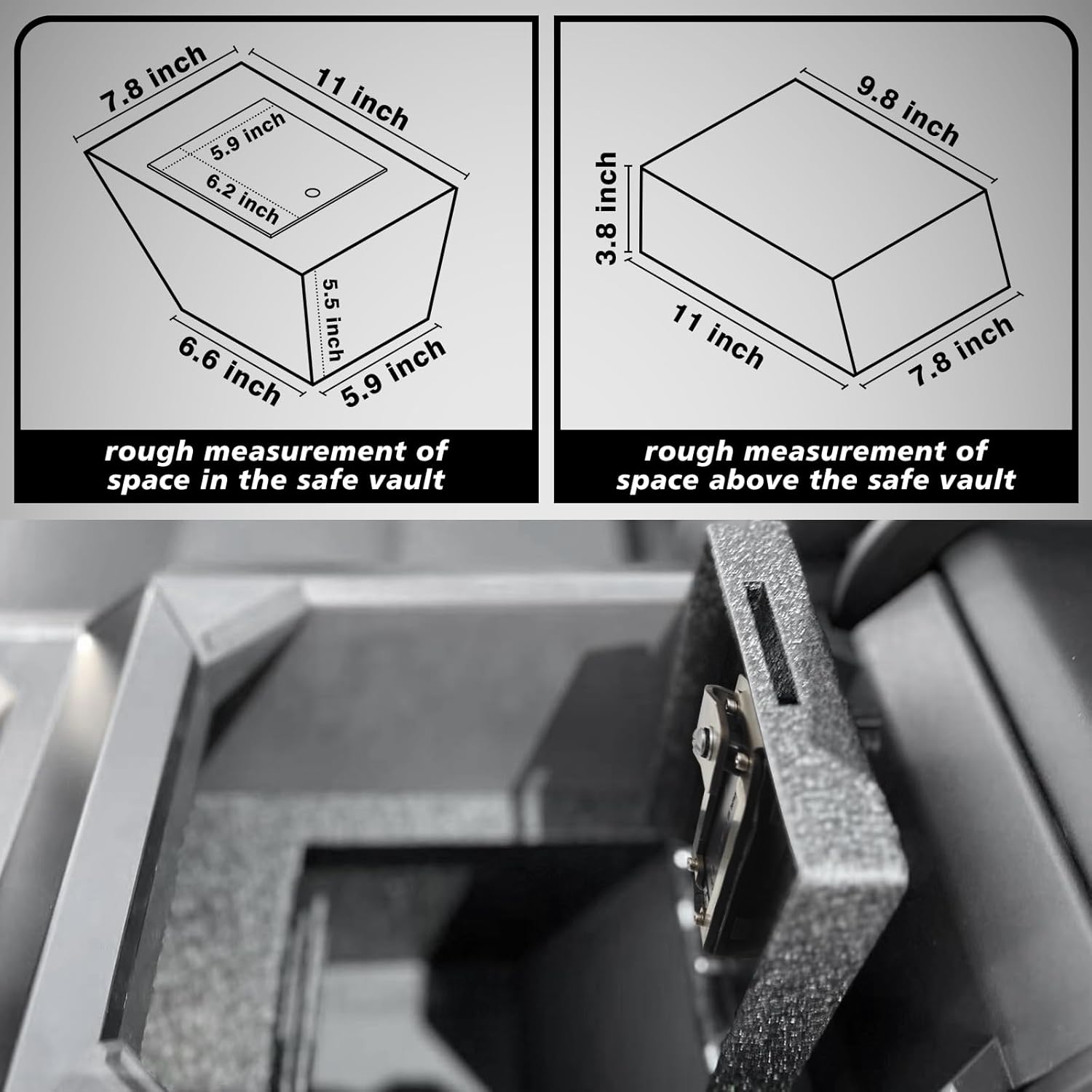 BestEvMod Center Console Safe LockBox Compatible with Tesla Cybertruck 2024+ Pickup Gun Safe Vault Console Storage Interior Organizer Security Anti-Theft (Biometric Fingerprint)