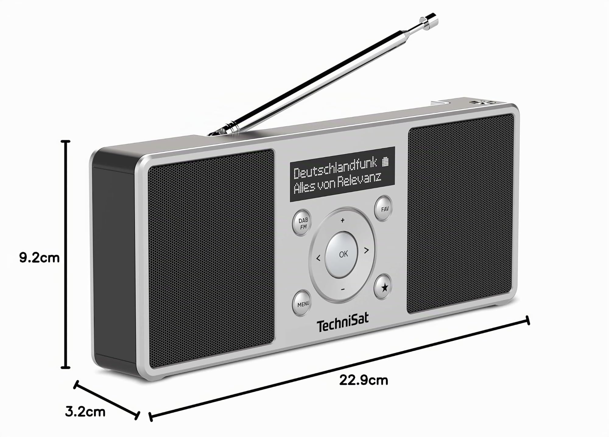 TechniSat DIGITRADIO 1 S - Radio Dab stéréo Portable avec Batterie Rechargeable (Dab+, FM, FM, Haut-Parleur, Prise Casque, mémoire des favoris, écran OLED, 2 W RMS) Argent/Noir | DAB, FM, haut-parleur, prise casque, mémoire préférée, écran OLED, 2 W RMS,