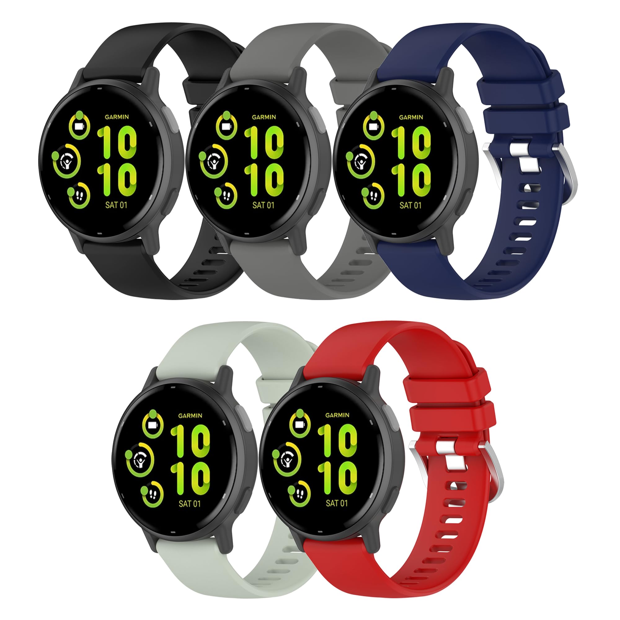 Correa para Garmin Vivoactive 5, correa de repuesto de silicona suave para Garmin Vivoactive 6/Forerunner 55/Forerunner 165 (sin rastreador, solo correas de repuesto)