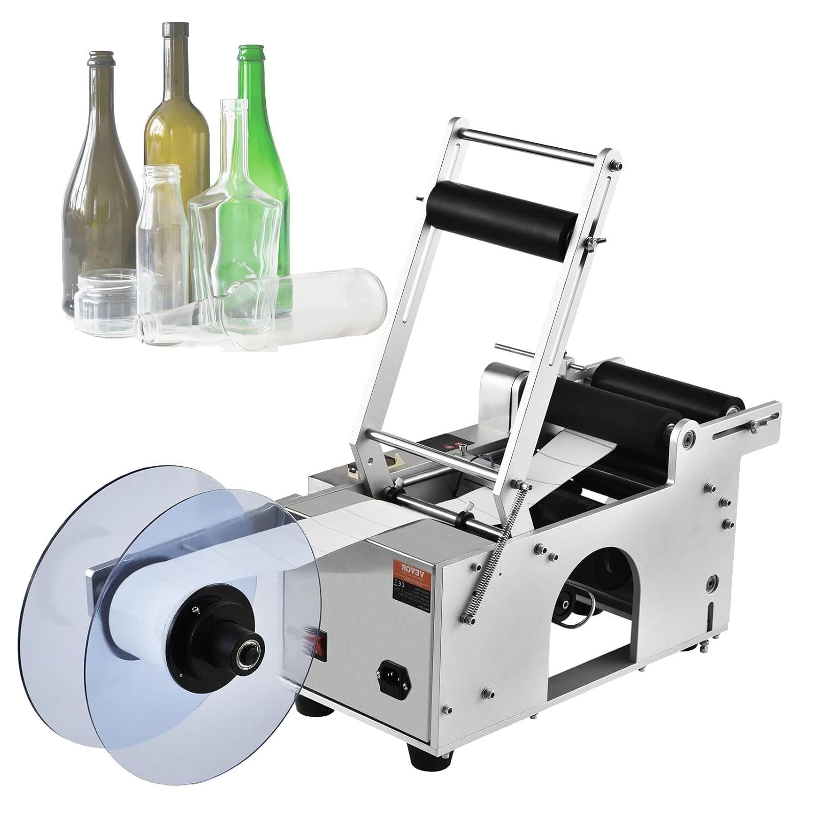 Regulowany aplikator etykiet samoprzylepnych do butelek okrągłych 15-120 mm, 15-50 szt./min, ergonomiczny uchwyt