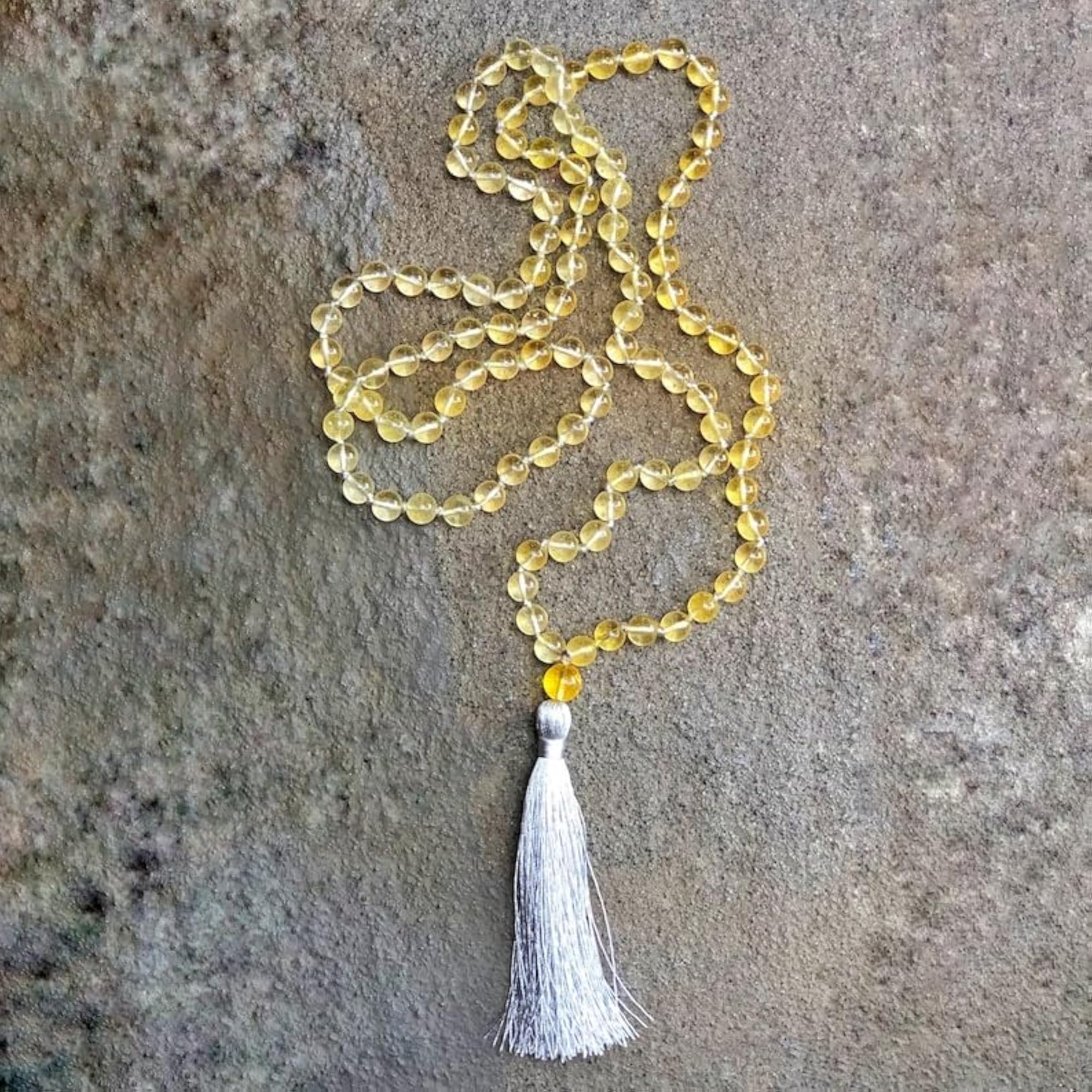 Natural Citrine 108+1 Beads Prayer Mala Necklace
