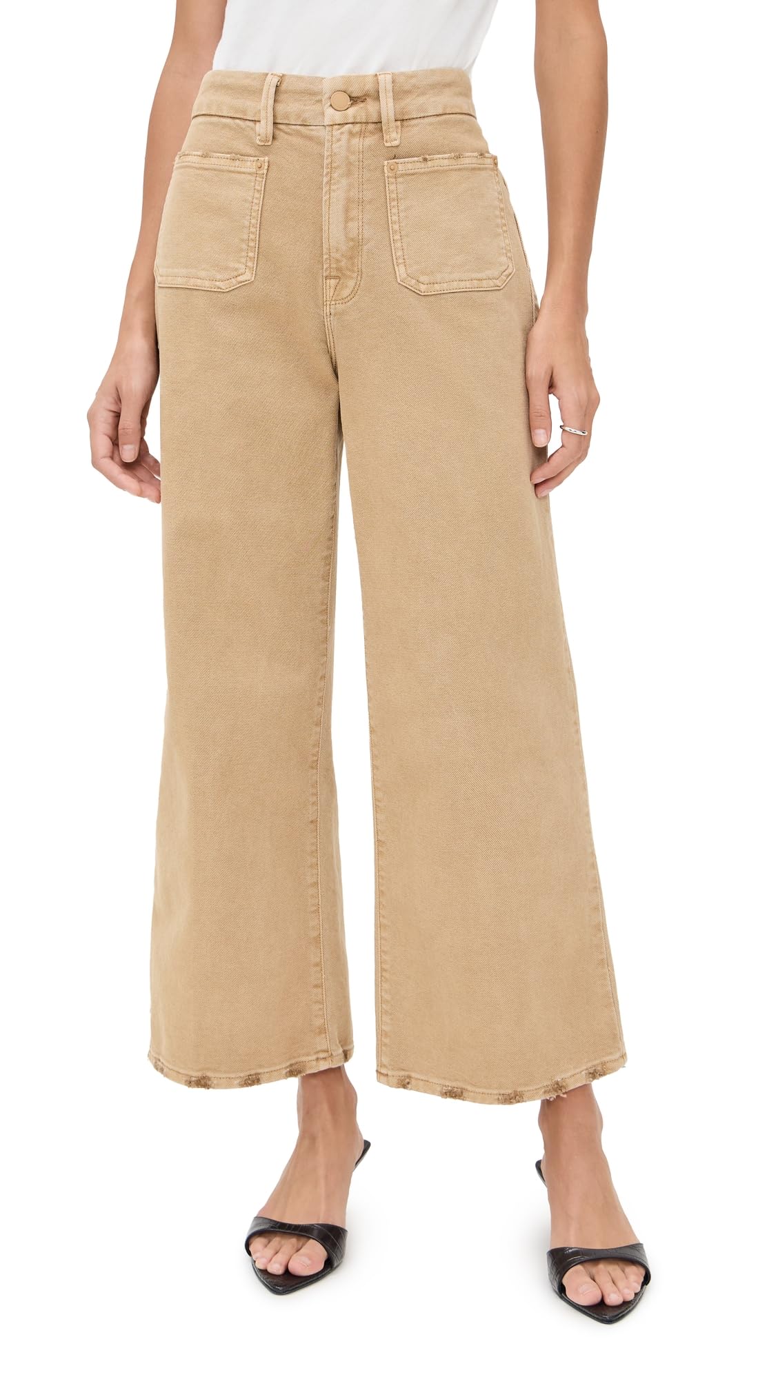 Good American Womens Canvas Palazzo Cropped Pants
