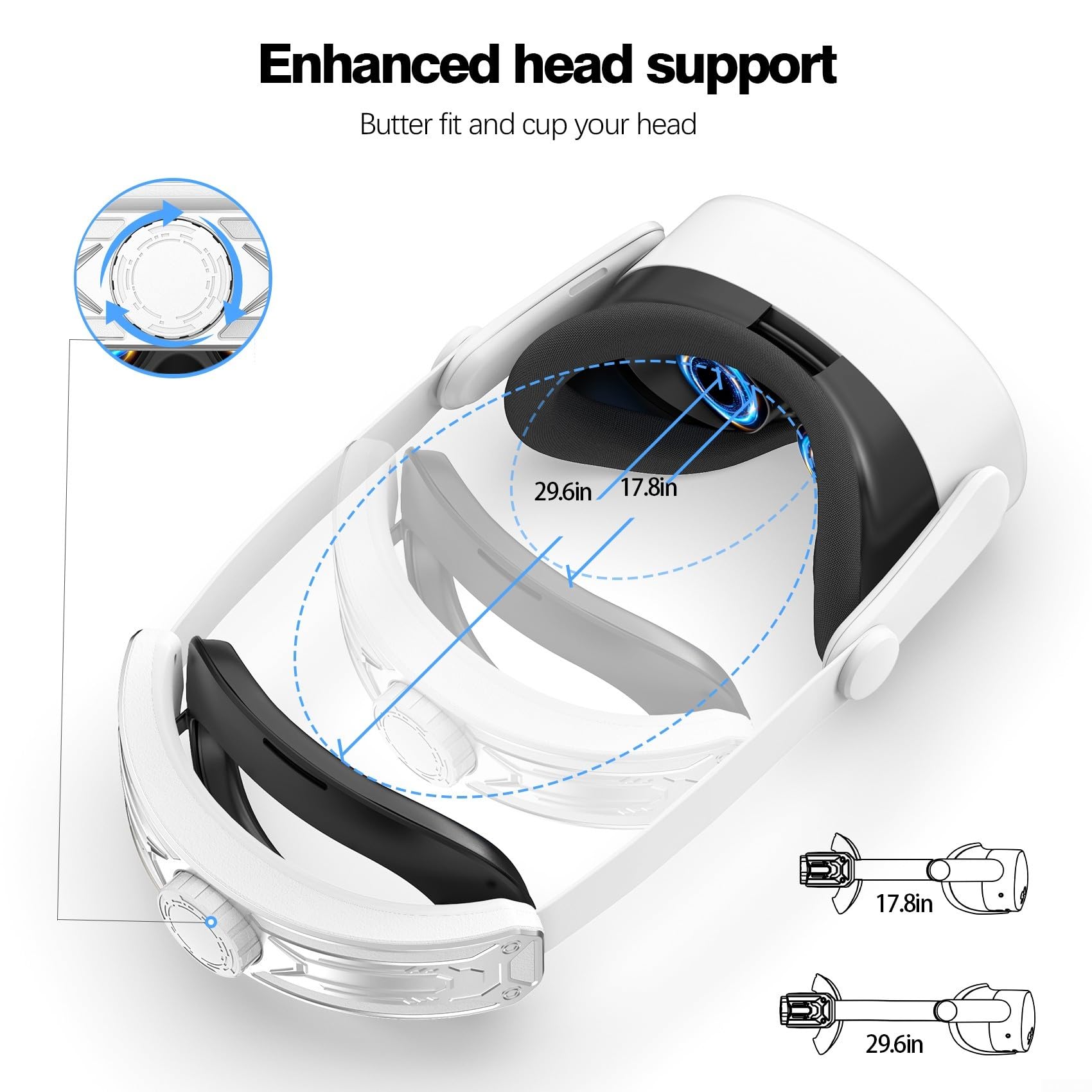 Sangle de tête réglable élégante et fonctionnelle compatible avec le système de jeu Meta Quest3S VR (doré)
