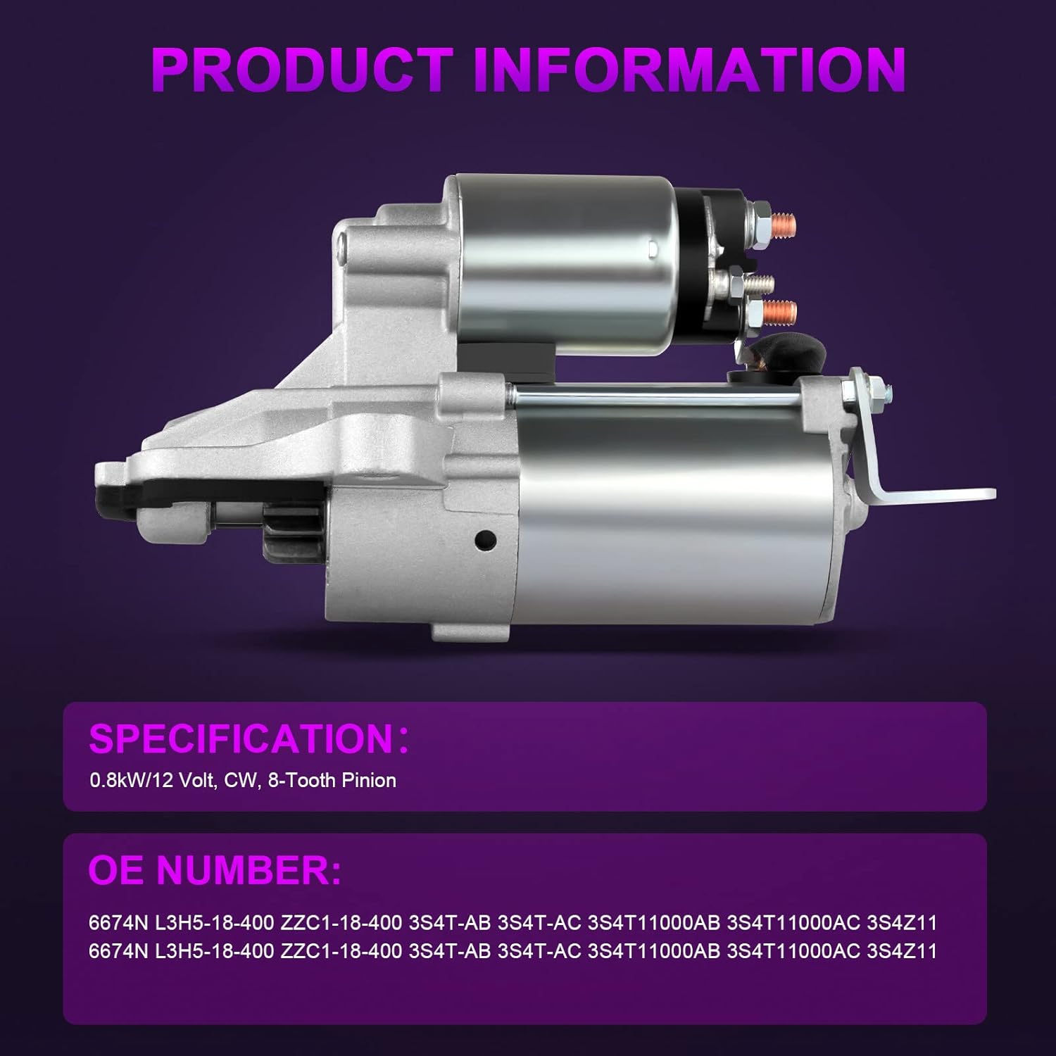 Starters SCITOO Motor Starter New Compatible for Escape 2005-2008 2.3L 2009-2010 2.5L Focus 2003-2007 2.3L 2005-2010 Transit Connect 2010-2012 for Mazda Tribute 2005-2006 2008 2.3L 09-10 2.5L 6674N