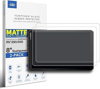 [2er-PACK] Gehärtetes Glas-Bildschirmschutzfolie für Garmin RV 890, Camper 890, RV 895, Camper 895 GPS-Navigator 8-Zoll-Touchscreen mit Mikrofonloch | Anti-Kratzer/Anti-Blendung (matt)
