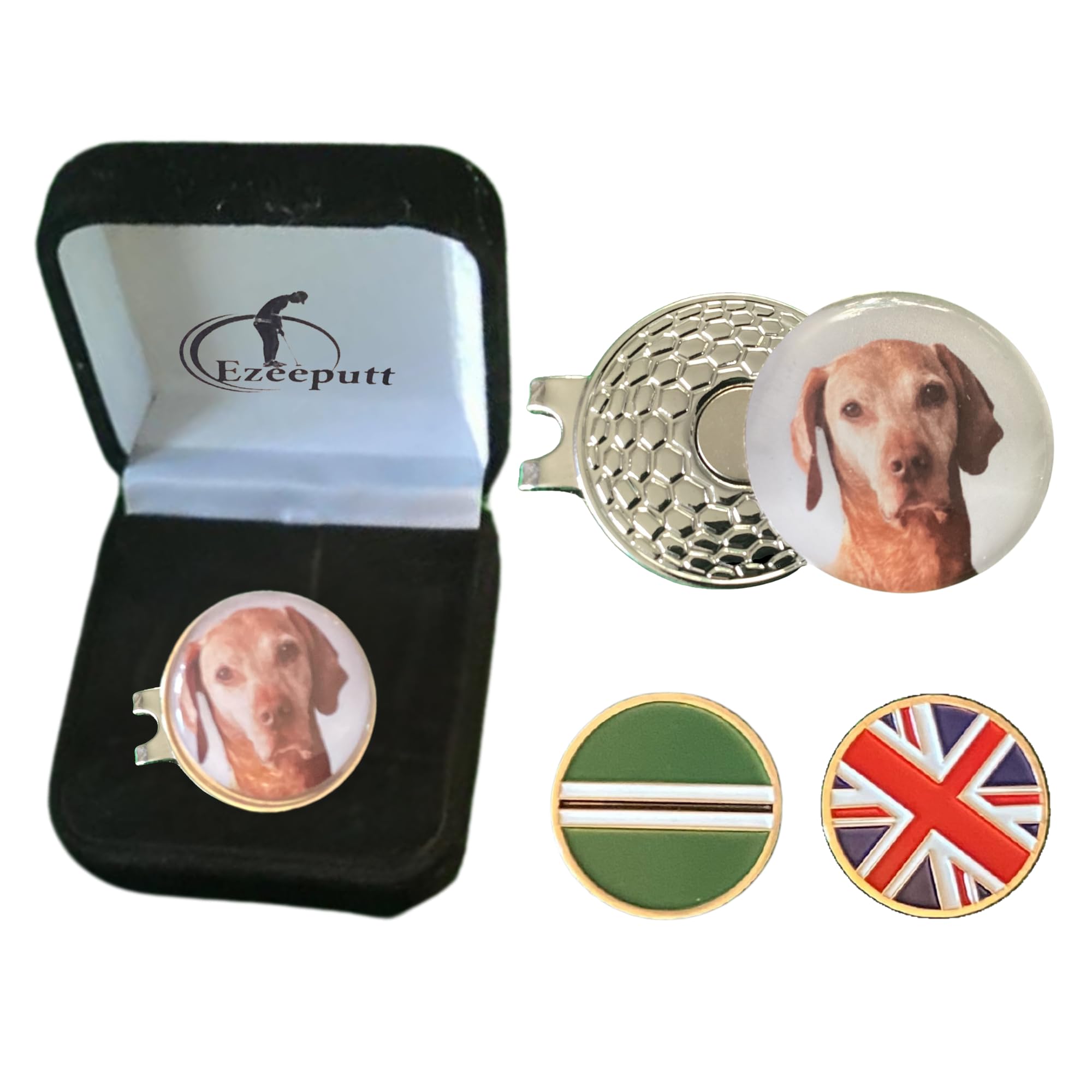 Golf Cap Clip and ball marker With Your Own Custom Photo from Ezee Putt