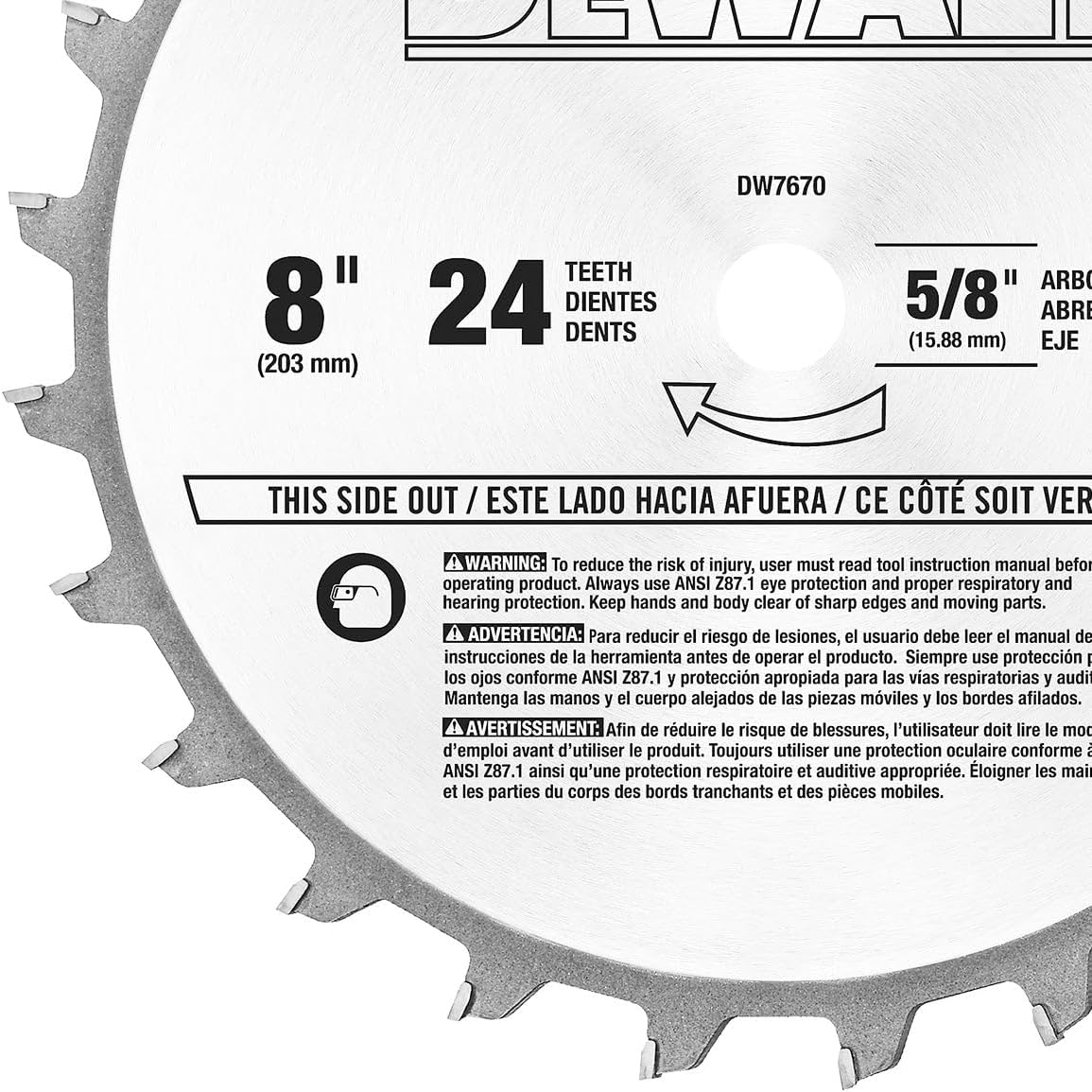 DEWALT Dado Blade Set, 8-Inch, 24-Tooth (DW7670)