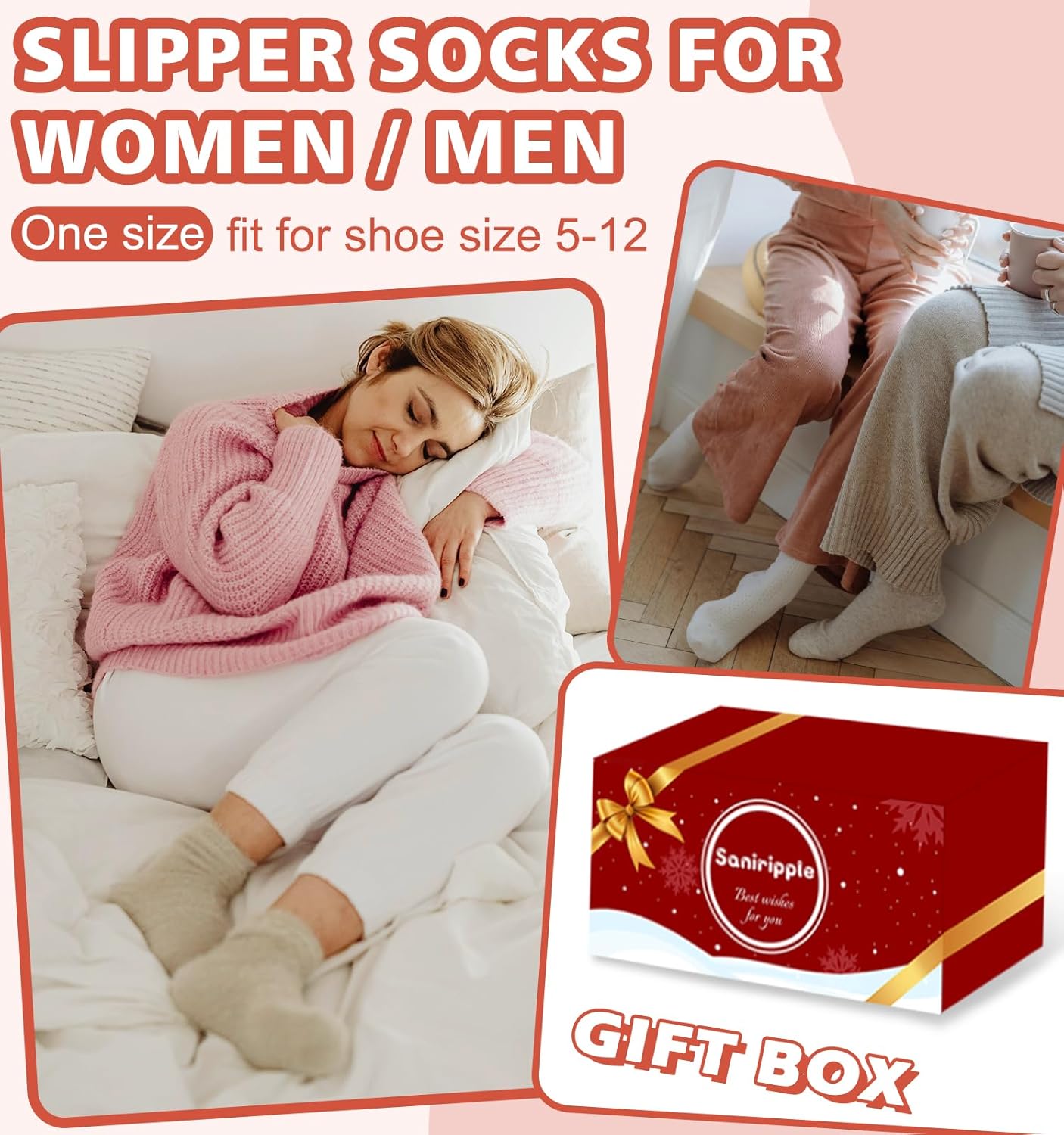 Slipper Socks for Women Men Grip Hospital Socks with Grips Fuzzy Non Slip Warm Womens Gifts - Image 6