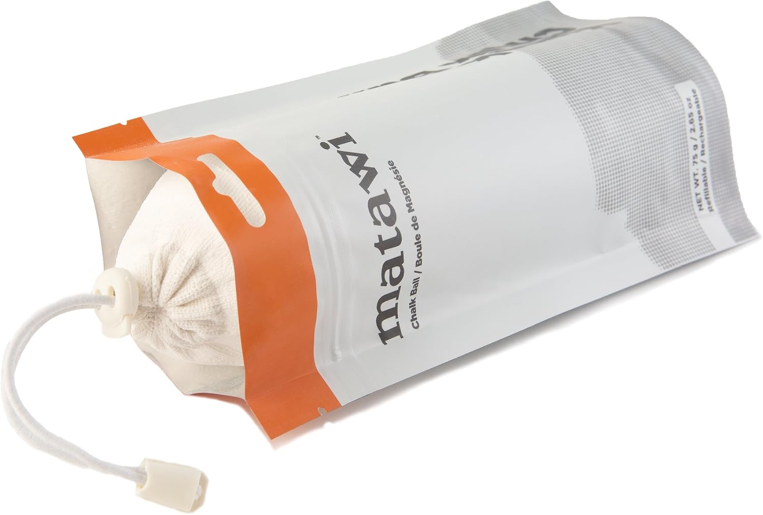 Matawi Yunek Refillable Chalk Ball with 75 Gram (2.65 oz) Enhanced Grip - Pure Gym Chalk Bag for Rock Climbing, Weight Lifting, Gymnastics, Sports - Absorbs Sweat, Protects Skin