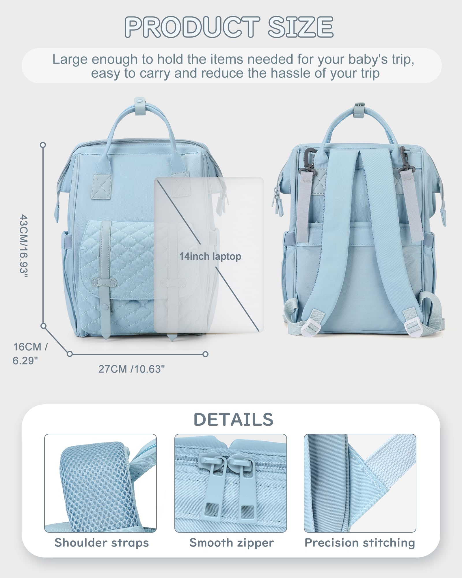 BOXSAM Zaino Mamma, Zaino Fasciatoio Mamma Multifunzione Impermeabile, Zaino cambio Neonato Grande Capacità, Zaino Passeggino Universale