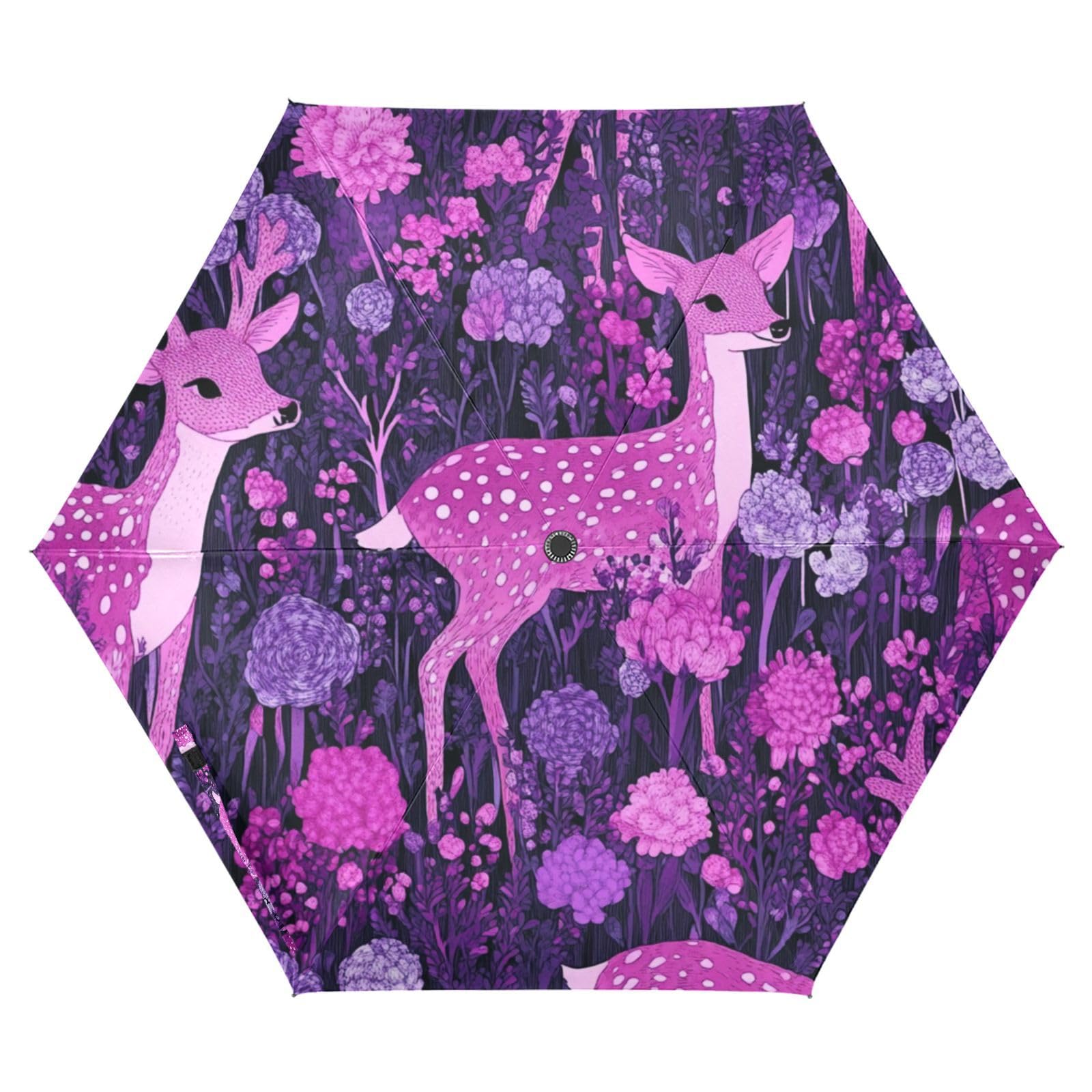EtherSpher Jungle Reindeer Purple umbrella with case 39 Inch Automatic Open Close auto open close serviceable Premium Grip, Fits Car & Backpack for Good for Car, Golf, and On-the-Go Outdoor Defence