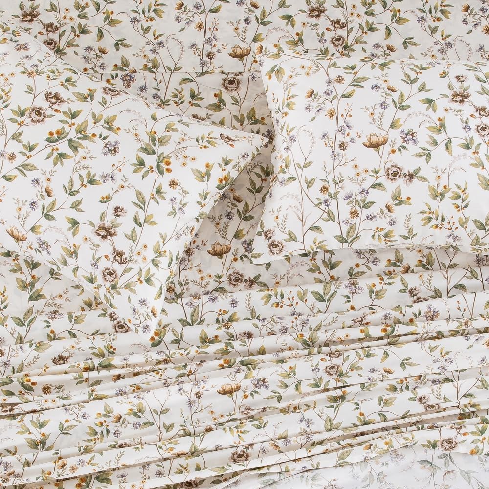 DAUAOTO 100 Cotton Bedding Printed Sheets Set for Queen Size Bed Up to