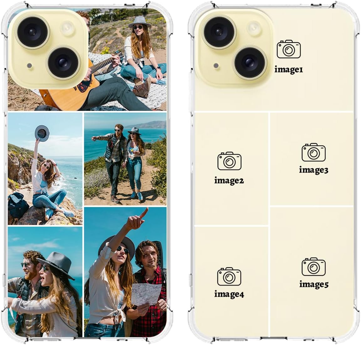 Personalized Custom Phone Case for iPhone 15, Anti-Scratch Shock-Resistant Soft Clear Protective TPU Cover 6.1 inch, Create Your Own Picture Collage Photo Case, Gift for Birthday Anniversary