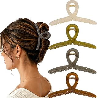 Extra Large Hair Claw Clips for Thick Hair, Big Non-Slip Claw Clips for Women, 4 Pack 5.1" Jelly & Matte Hair Clips for Long Hair (Jelly-B 4pcs 5.1")