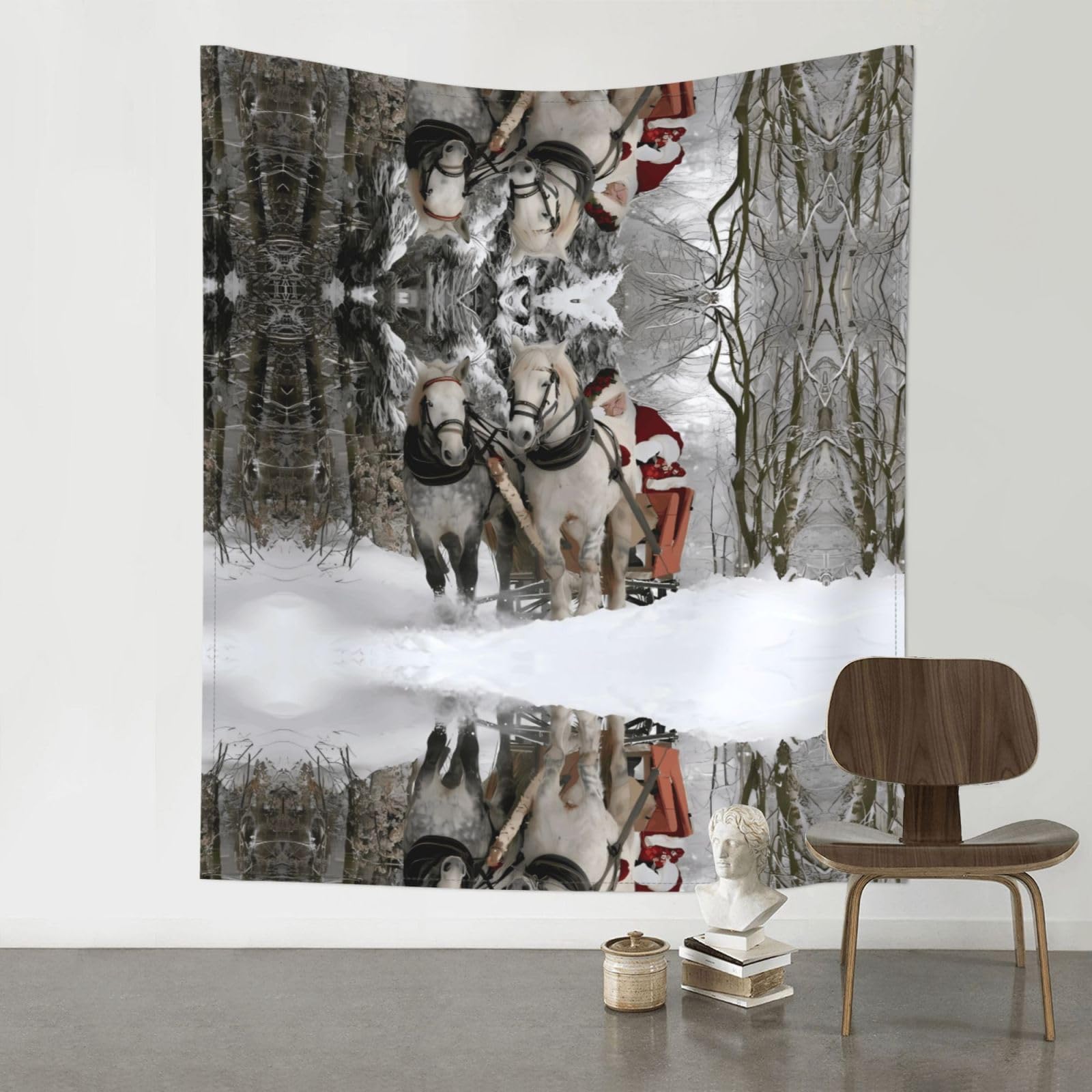 WHJSSF Christmas Santa Claus Prints Wall Tapestry 60x51in - Boho Decor Throw for Bedroom, Dorm, Picnic & Outdoor Adventures