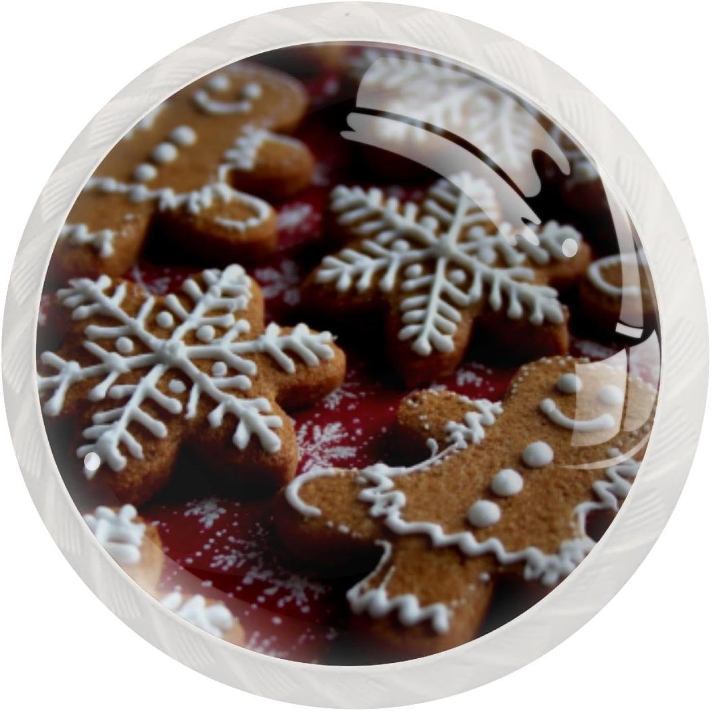 Black Gingerbread Men Snowflakes (2) Household Cabinet Knobs, Glass Drawer Pulls for Kitchen Cupboard Dresser Closet