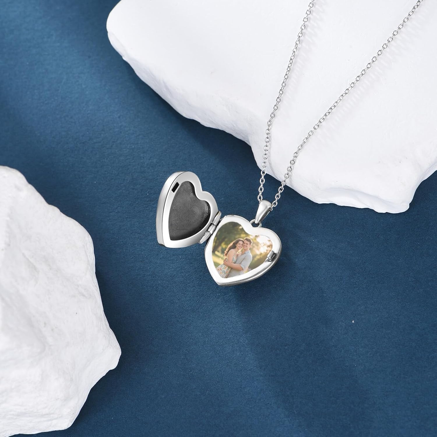 Photo Locket Necklace Heart Shaped Butterflies Custom Photo for women Personalized Engraved Picture Locket Pendant Necklace