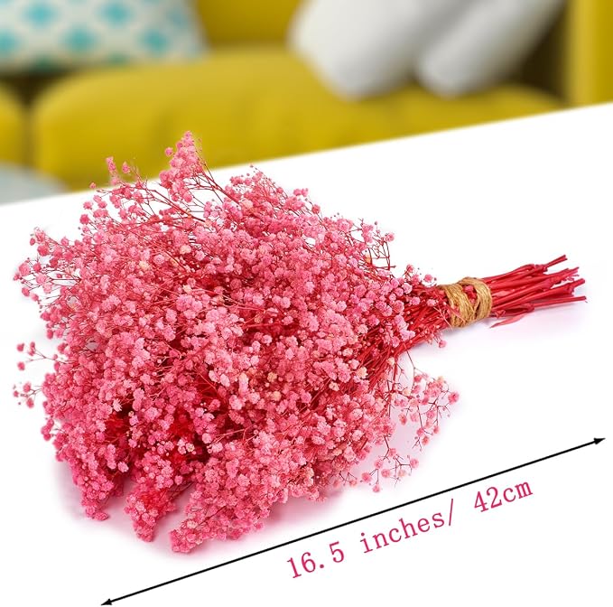 Flores secas Baby's Breath rosas 42 cm natural miniatura 3