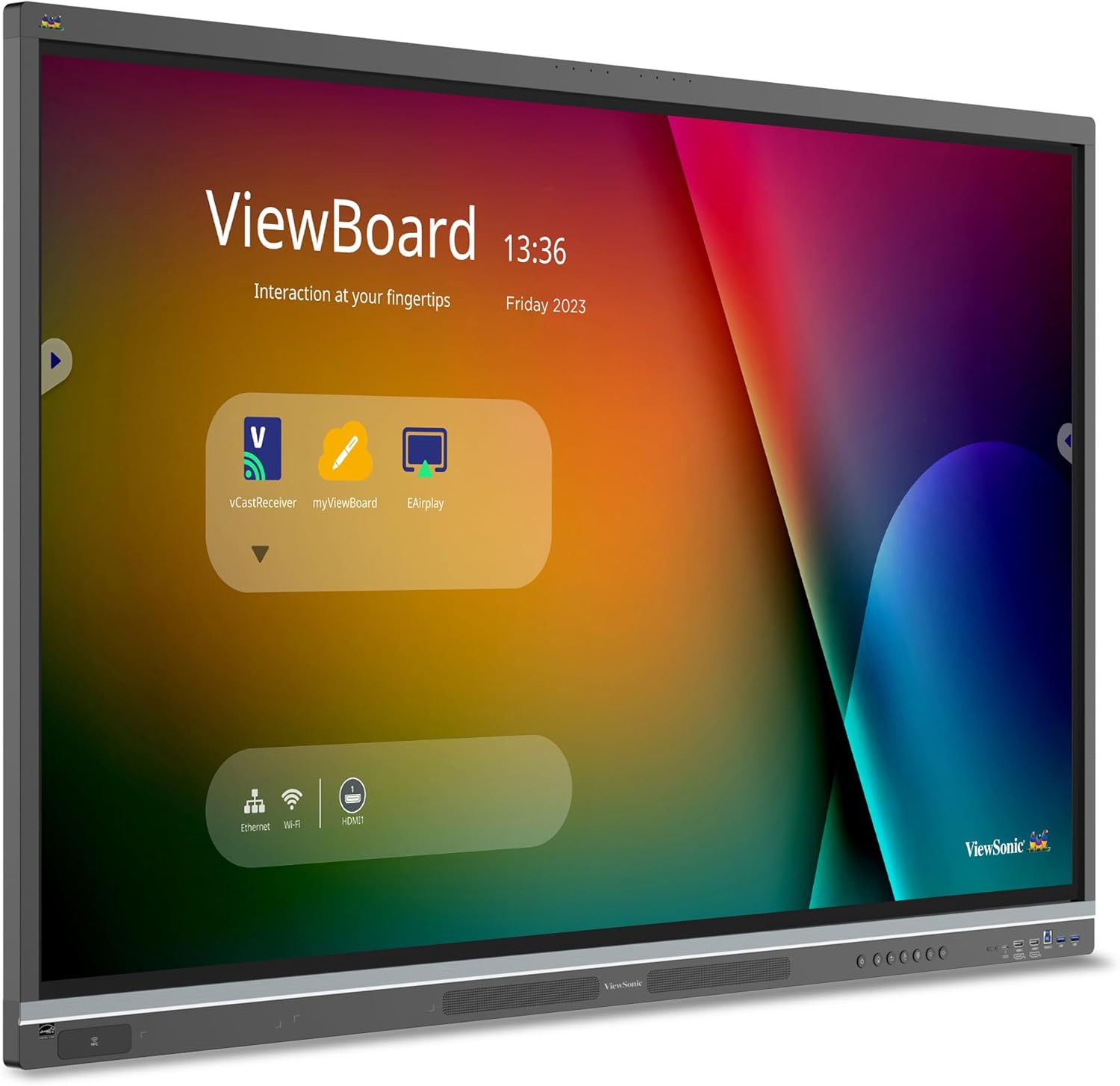 ViewSonic IFP5551 55 Inch 4K ViewBoard Interactive Smart Board with Integrated Education Software, Android 14, Google EDLA, 50-Point Touch, Built-in Microphone, HDMI, VGA, USB Hub, and USB C Inputs