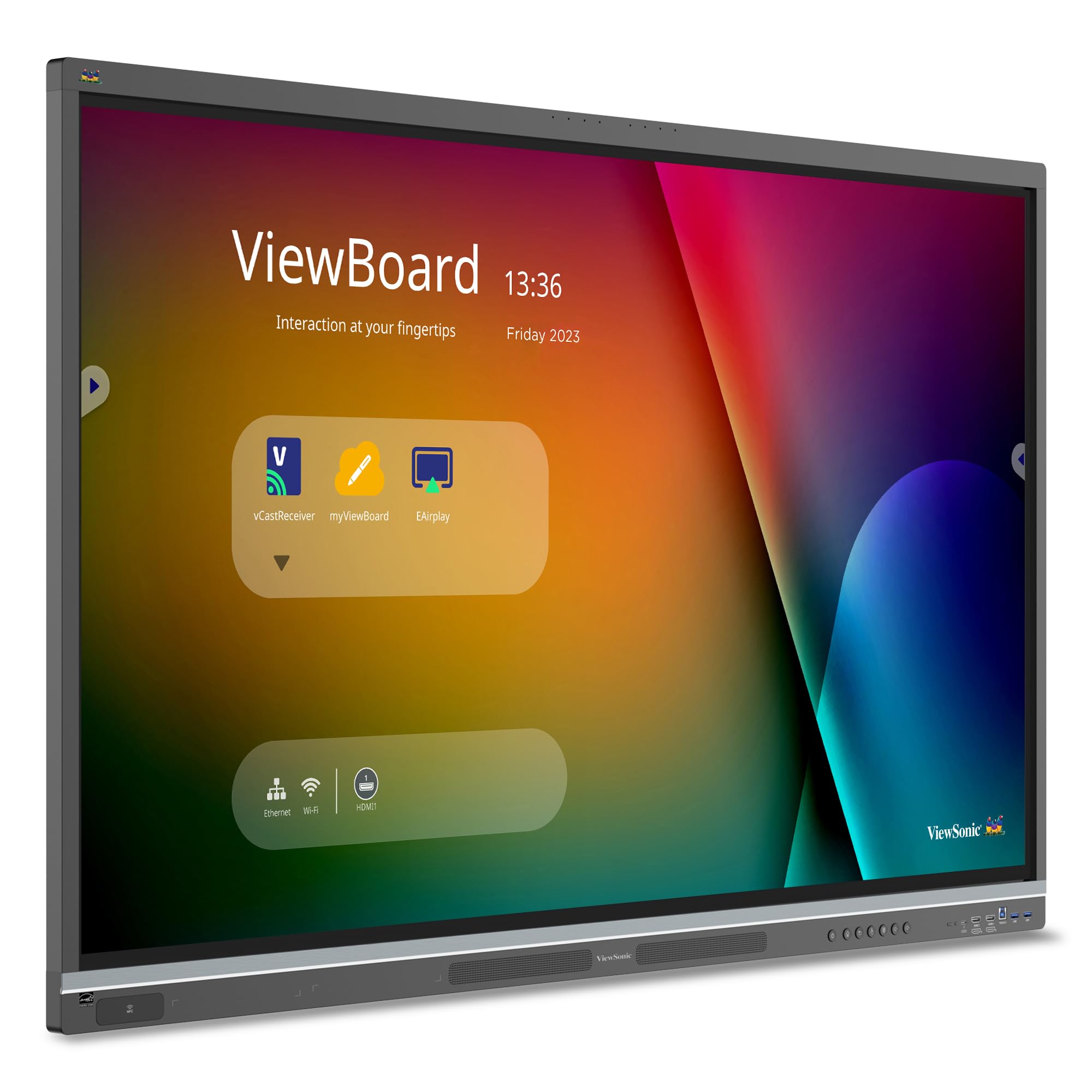 ViewSonic IFP5551 - Pizarra inteligente interactiva 4K ViewBoard de 55 pulgadas con software educativo integrado, Android 14, Google EDLA, táctil de 50 puntos, micrófono integrado, HDMI, VGA, hub USB
