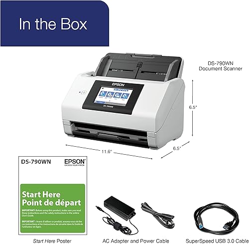 Miniatura 7 de Epson DS-790WN Escáner de documentos a color de red inalámbrica para PC y Mac con escaneo dúplex, función sin computadora, alimentador automático de