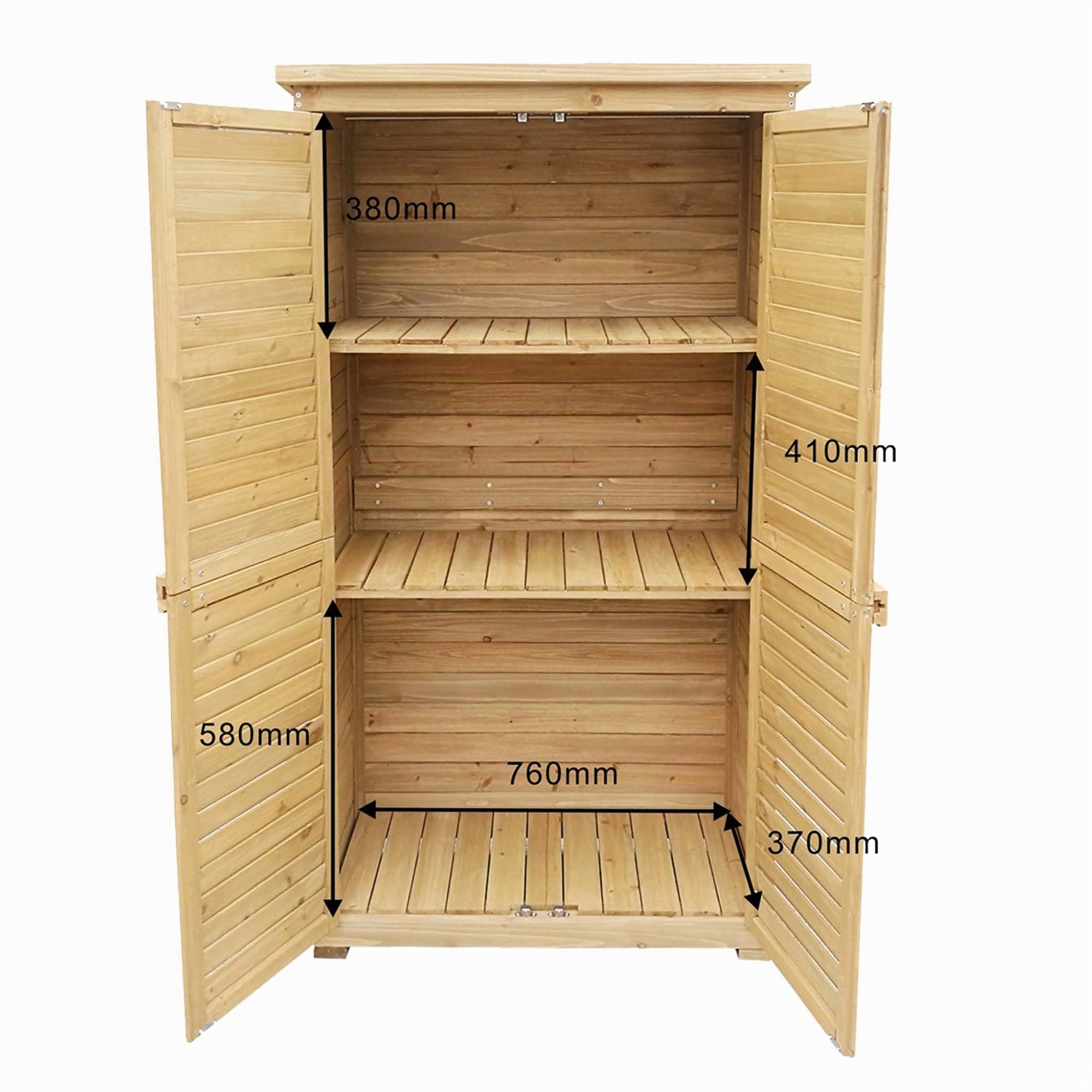 Wiltec Armadio da giardino con ante battenti a persiana 870x465x1600 mm legno di abete con tetto in bitume