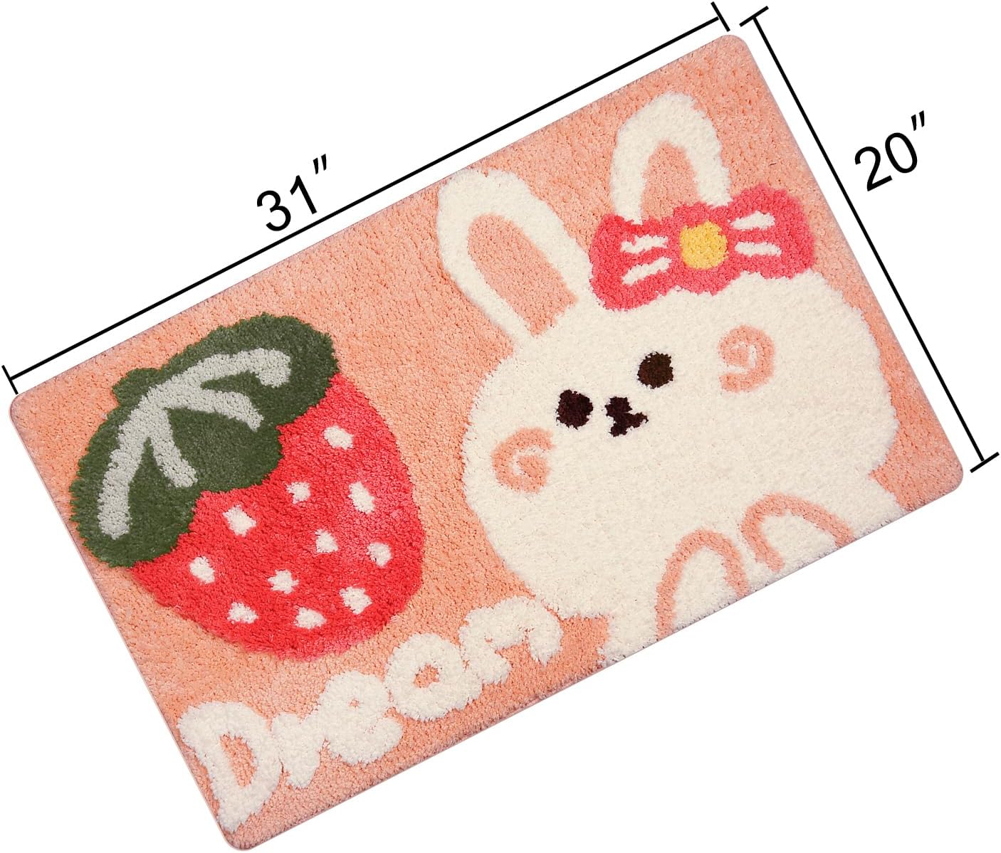 Hi Space Pink Bathroom Rugs 31.5x19.7IN Cute Bunny Bath Mat for Bathroom Non Slip Machine Washable Soft Absorbent Rabbit Bath Rug Plush Thick Shaggy Rugs for Tub Shower Sink Fluffy Home Decor