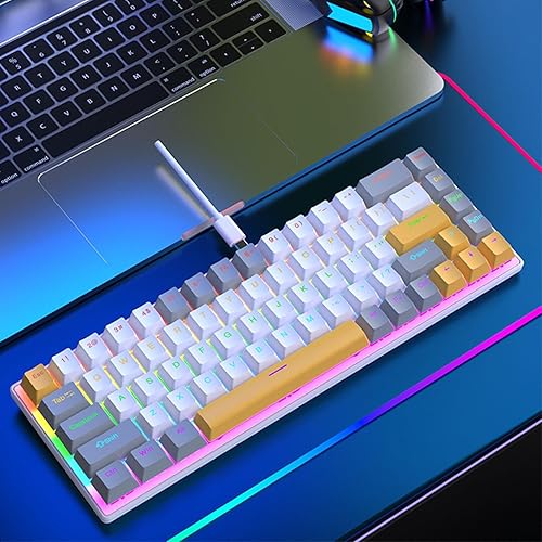 Miniatura 5 de Jectse Teclado RGB para juegos, 60% teclado mecánico con cable con interruptor azul, computadora ergonómica para computadora portátil y juegos