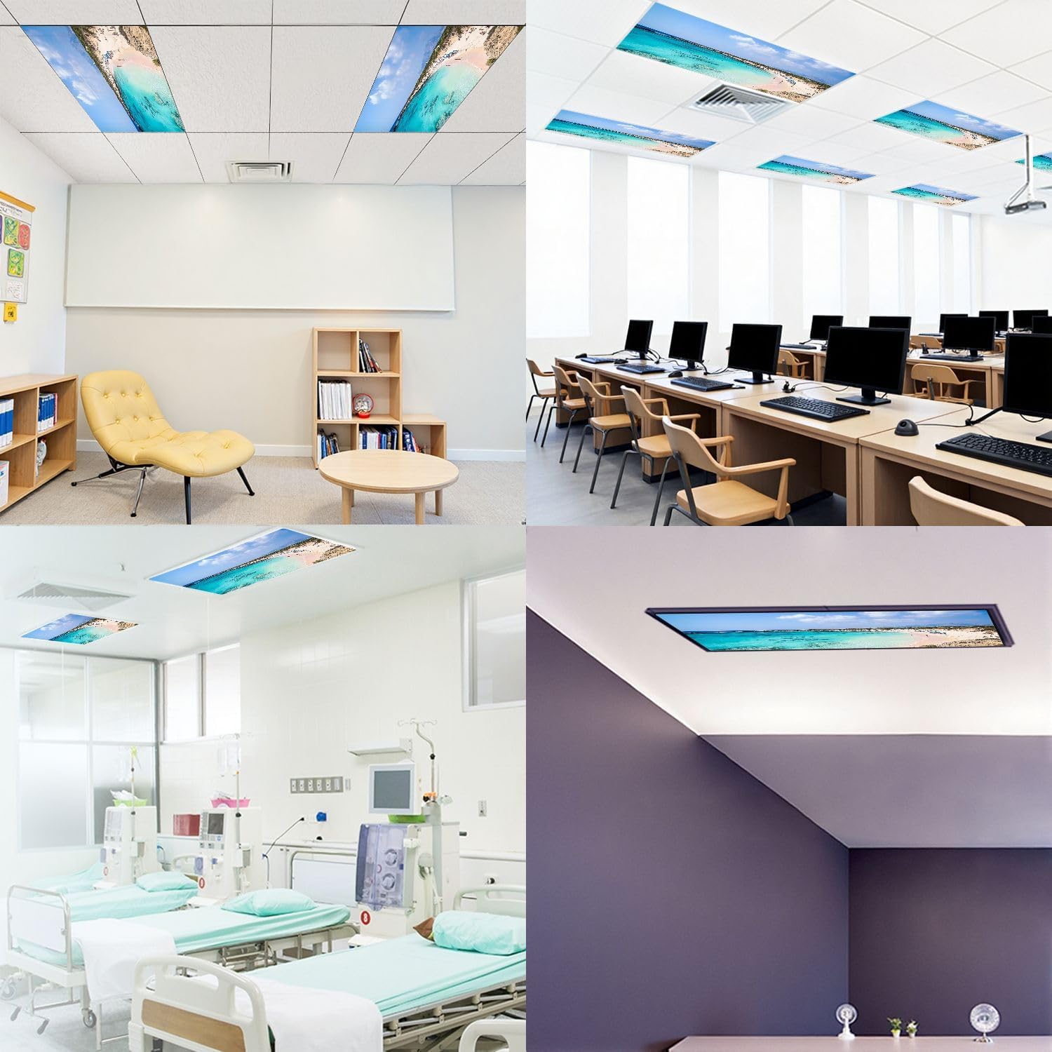 Fluorescent Light Covers for Ceiling Lights Elafonissi Lagoon Crete Island Greece Easy to Install Magnetic Light Filter for Classroom Office Hospitals School Home Decor