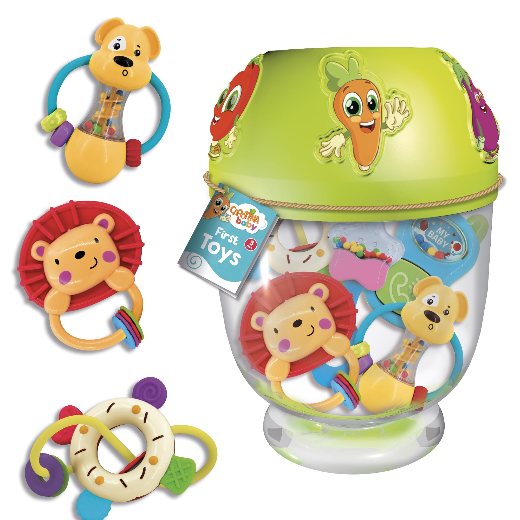 Lisciani, CAROTINA BABY, First Toys, Sensory Gift Set for Babies from 3 months, 5 Educational Toys: Rattles, Teething Rings - Image 4