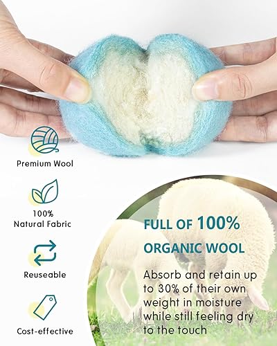 Miniatura 10 de Bolas de lana para secadora  Paquete de 6 ovejas  Suavizante de tela natural de primera calidad  Bolas de lana que sustituyen a las hojas de