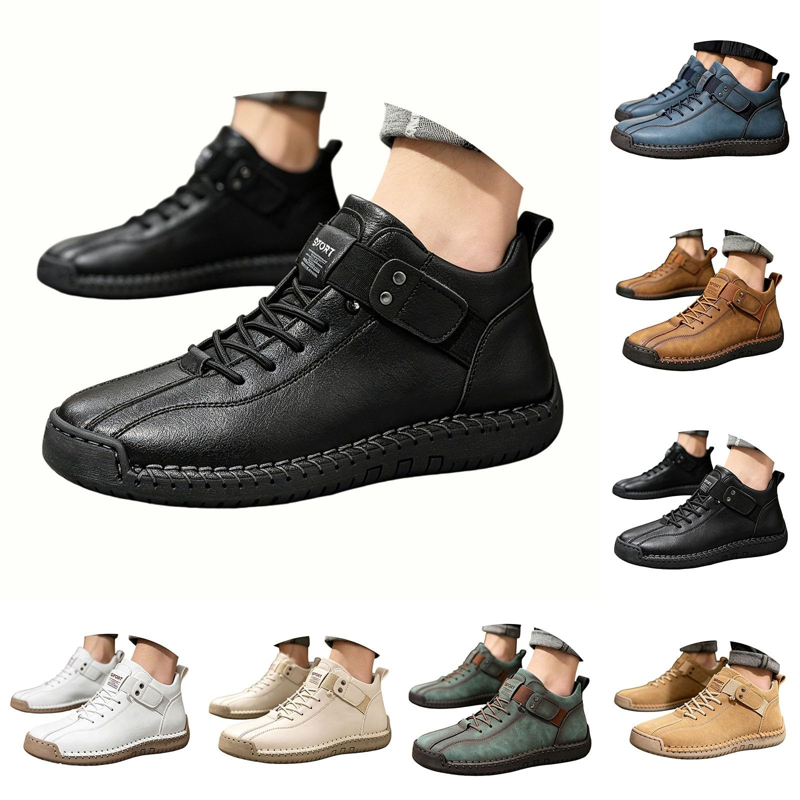 Zapatos ortopédicos mujer ancho H, zapatillas de cuero de talla grande
