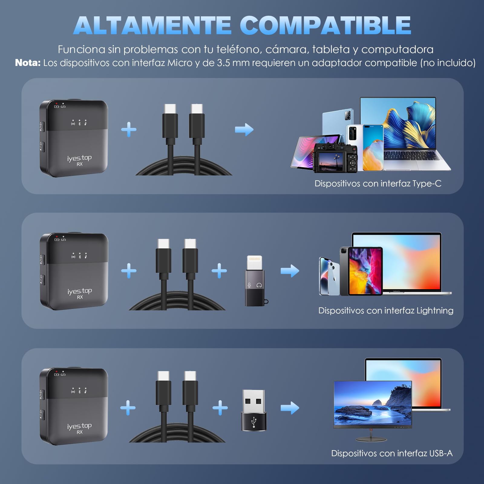Microfono Inalambrico Solapa para iPhone/Android Movil, Mini Micrófono Lavalier Inalámbrico con Monitoreo en Tiempo Real/Audiencia, Ducking de Audio, Silencio para Live, Podcast, Vlog, YouTube/TikTok