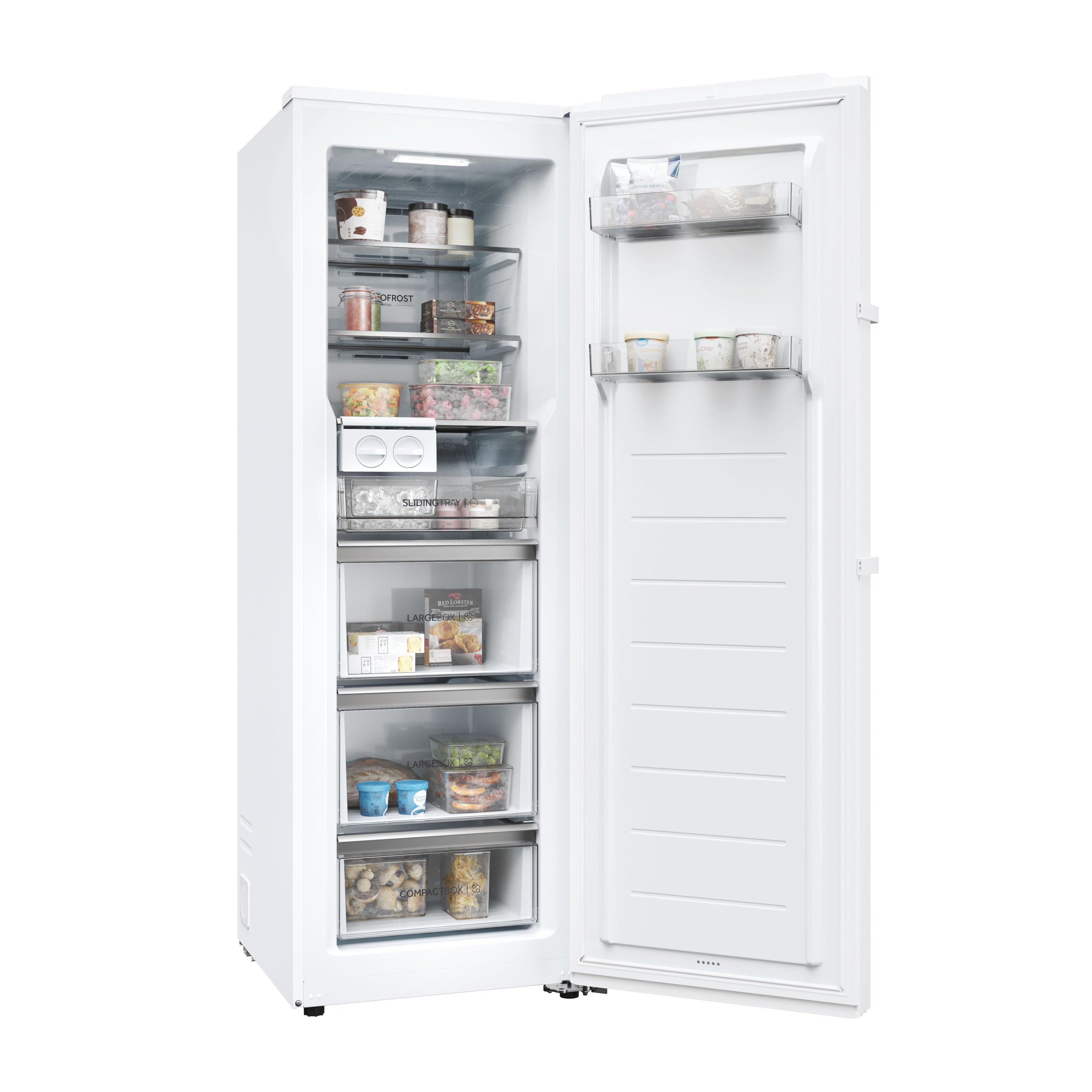 Haier Congelatore con sbrinamento automatico e macchina per cubetti di ghiaccio I Instaswitch H4F272WDH1 I Total No Frost congelatore, capacità 276 l, utilizzabile anche come frigorifero I Freezer con
