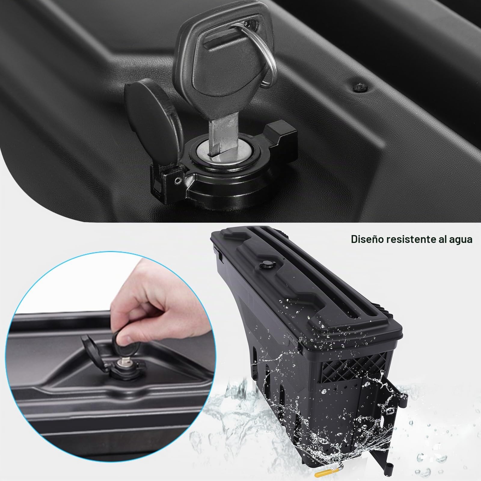 Caja de herramientas de almacenamiento para Ford Accesorios | T7 T8 Wildtrak XL XLT Platinum Tremor Raptor, caja de almacenamiento con cerradura de 180° (lado derecho)