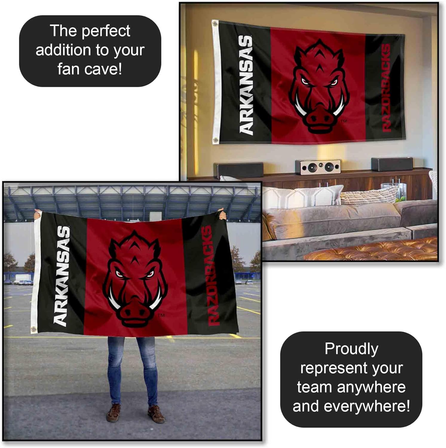 Arkansas Hogs College Flag - Image 5