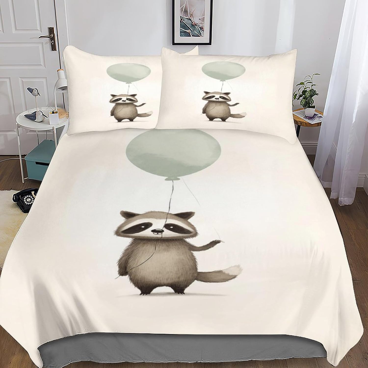 BLUEZY Raccoon Set Comforter Cover 3D Duvet Cover for Teenagers Boys