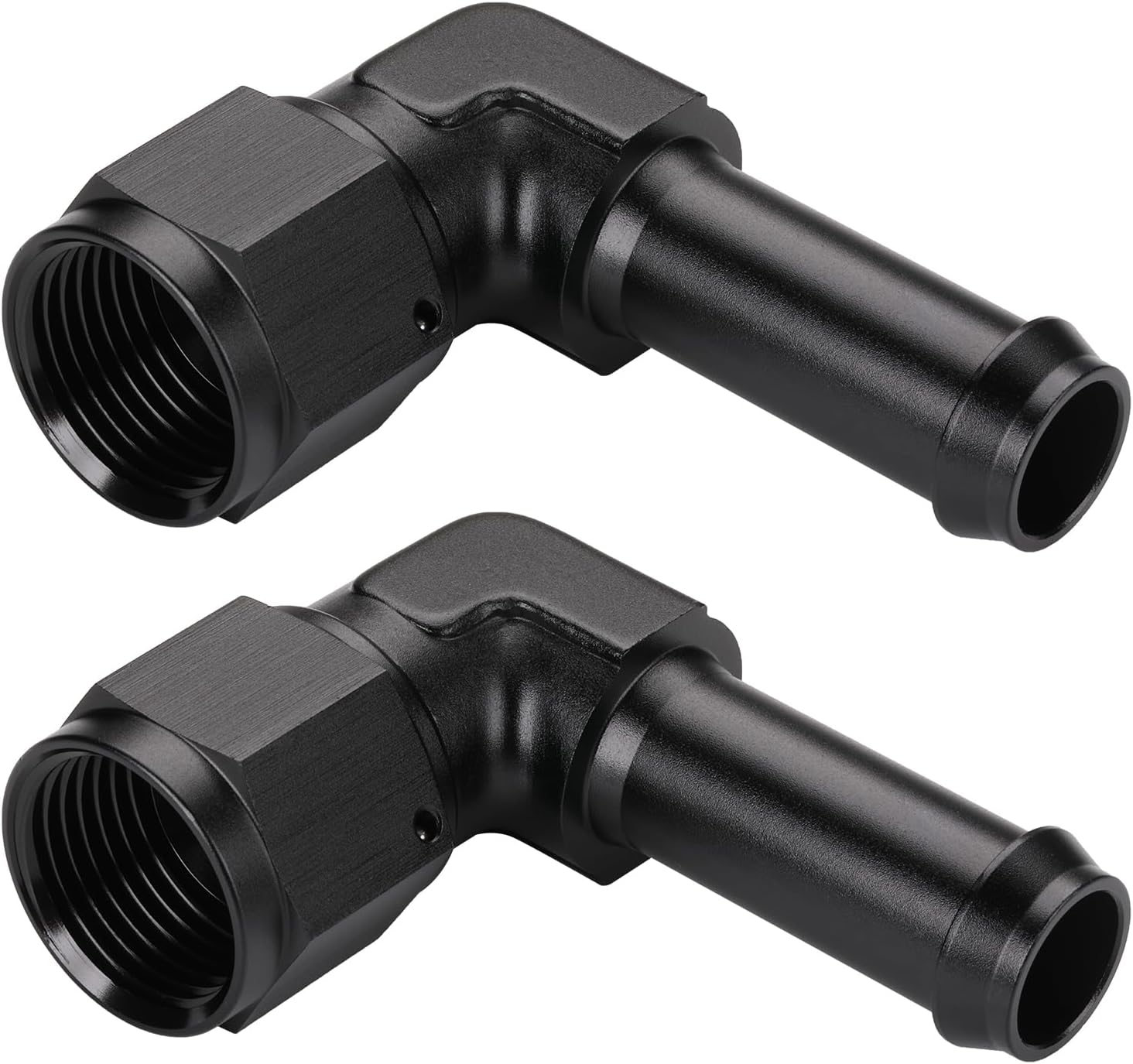 10AN Female to 5/8 Barb 90 Degree Hose Fitting Adapter Swivel Aluminum Black 2PCS