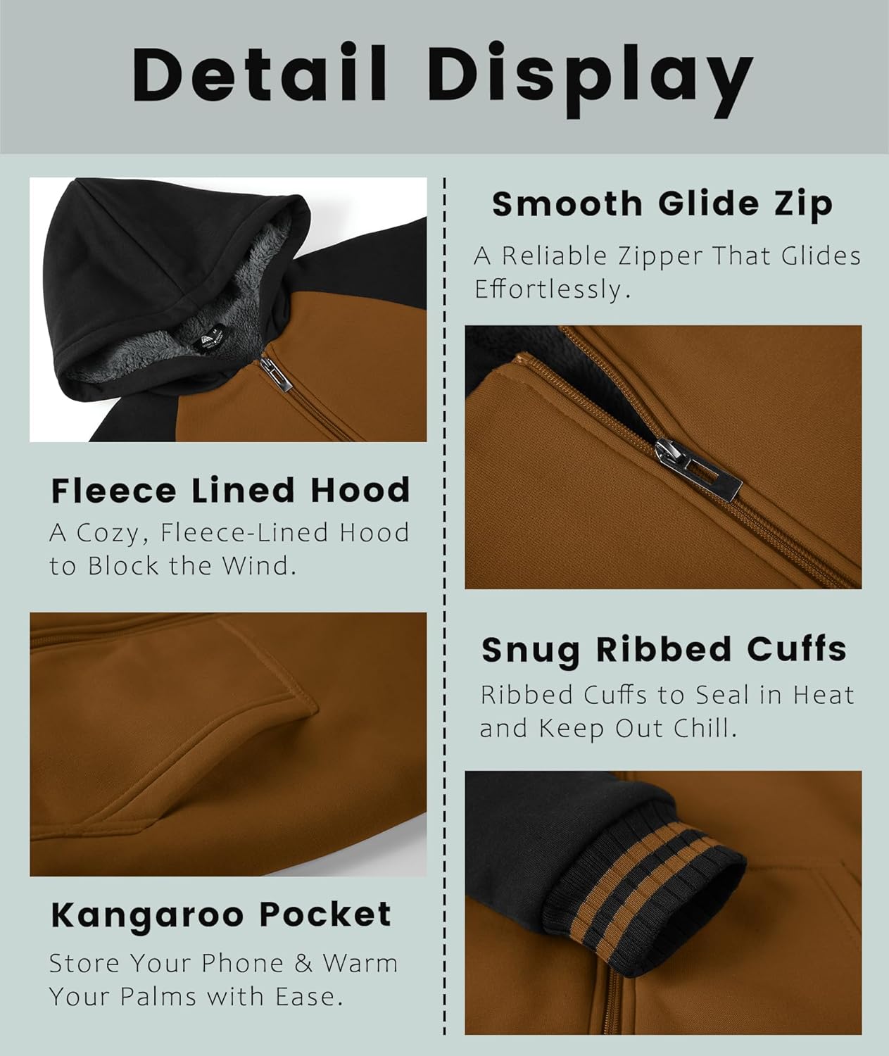 ZITY Boys Hoodie Kids Fleece Sherpa Lined Jacket Youth Zip Up Heavyweight Hooded Sweatshirt Teen Winter Warm Coat - Image 6