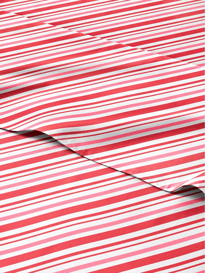 Christmas Sheet Set, Candy Cane Stripe, Holiday Xmas Bedding Set - King