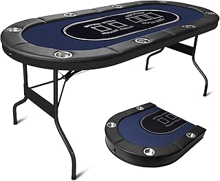 HLC Klappbarer Pokertisch für 8 Personen, 180 cm, professionelles Design, mit gepolstertem Rand und tiefem Getränkehalter, ideal für Partys und Treffen mit Freunden.