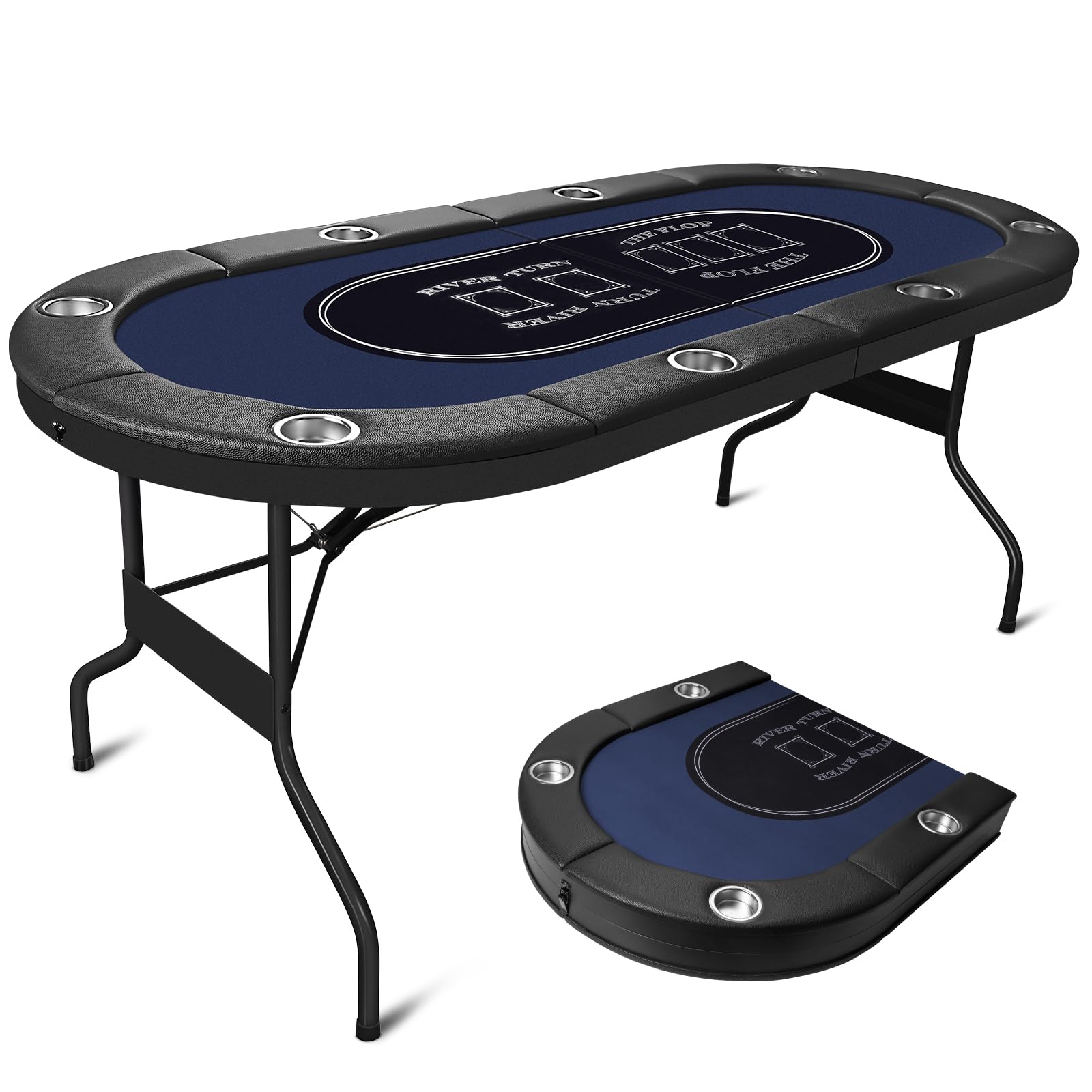 HLC Faltbarer Pokertisch 180 cm für 8 Personen mit Getränkehaltern