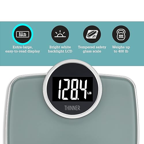 Miniatura 3 de Thinner by Conair Scale for Body Weight, Digital Bathroom Scale in Silver