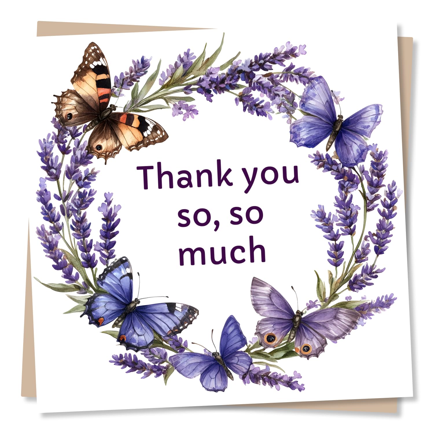 Tarjeta de agradecimiento para una persona especial – Thank You So Mucho – Diseño de mariposa lavanda – Tarjeta de agradecimiento, tarjeta de agradecimiento – Tarjeta de gratitud púrpura