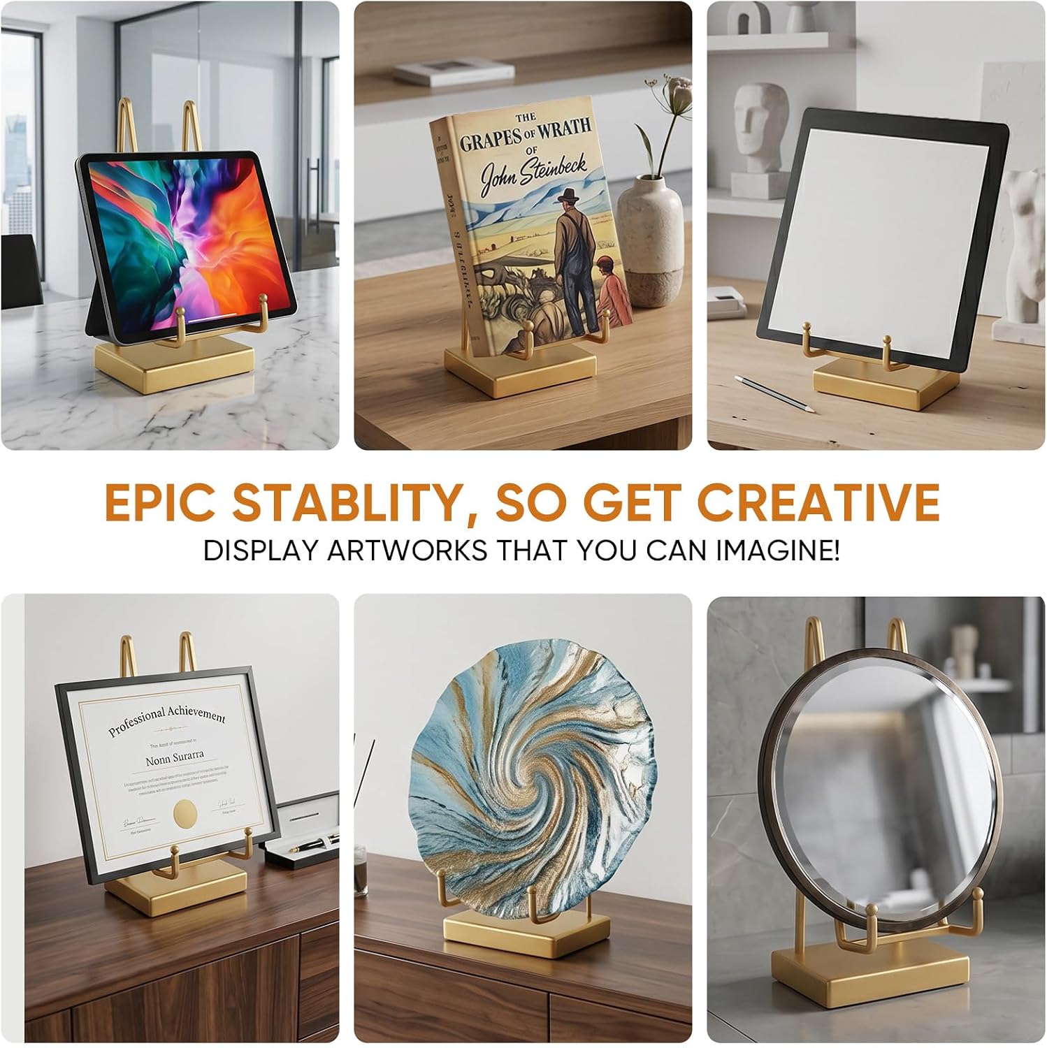 8'' Plate Stands for Display, No Assembly Required Picture Frame Stand