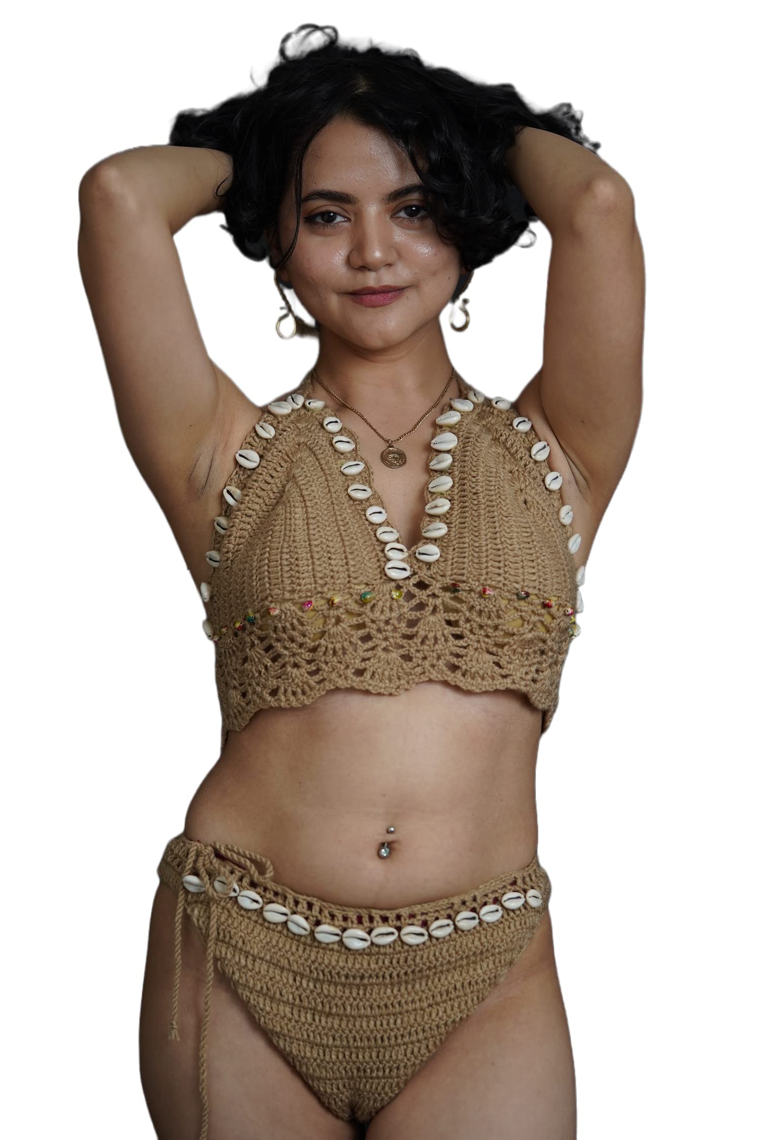 GenericASMI by India Womens Swimsuit Crochet Brazilian Bikini Set Two Piece Bathing Suit Swimsuit Beachwear