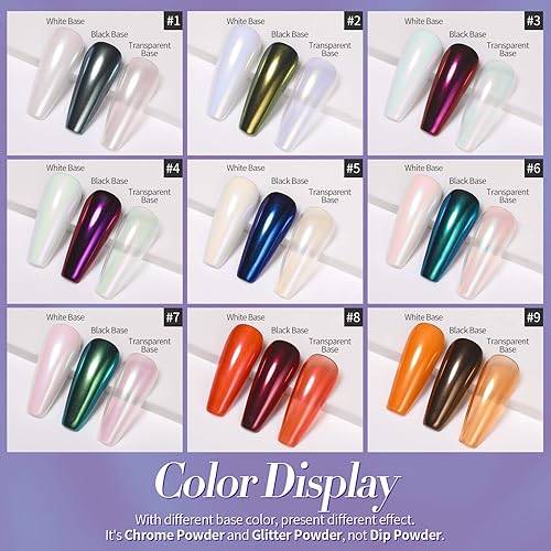 Miniatura 6 de BORN PRETTY Polvo cromado espejo metálico pigmento de camaleón decoración de uñas 9 tarros