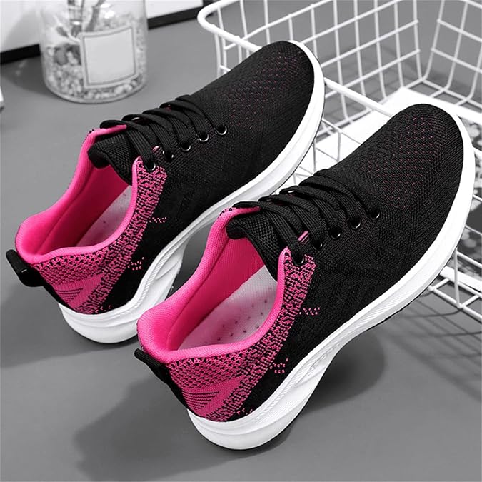 Womens Trainers Wide Fit Casual Non Slip Lace Up Running Shoes Breathable Low Top Orthopedic Trainer Comfortable Arch Support Tennis Sneakers Ladies Cushion Walking Trainers